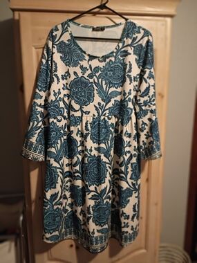 Blue Floral Babydoll Dress